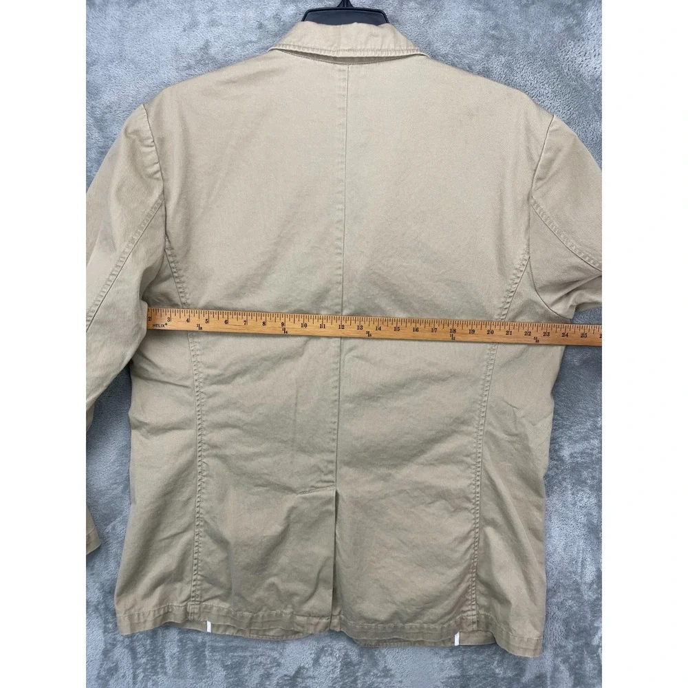 J Crew Mens 3-Button Blazer Jacket‎ XL Beige 100% Cotton Front Casual